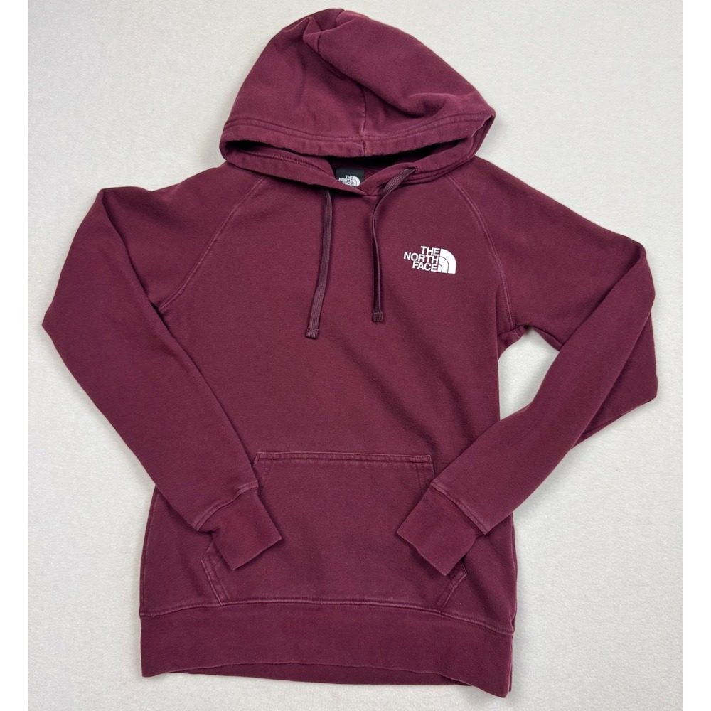 The North‎ Face Women's Box NSE Hoodie Sweatshirt Maroon Pullover XS Logo Back